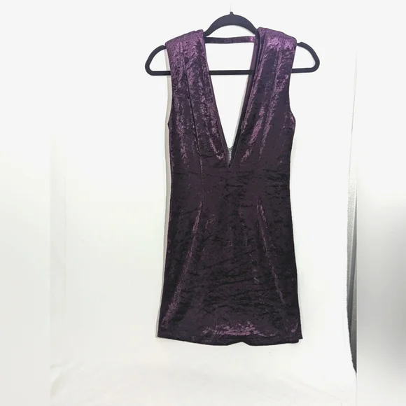 open lace back dress Purple Velvet Mini Dress XL main image 1